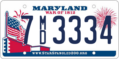 MD license plate 7MD3334