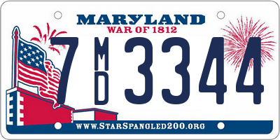 MD license plate 7MD3344