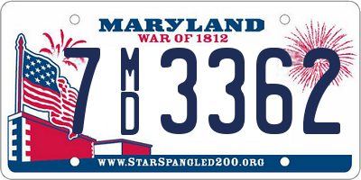 MD license plate 7MD3362