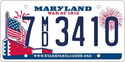 MD license plate 7MD3410