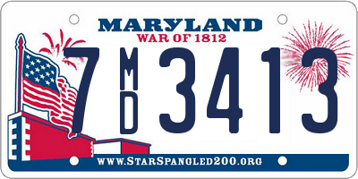 MD license plate 7MD3413