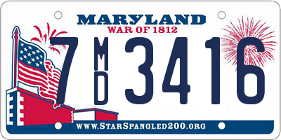 MD license plate 7MD3416