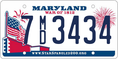 MD license plate 7MD3434