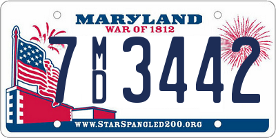 MD license plate 7MD3442