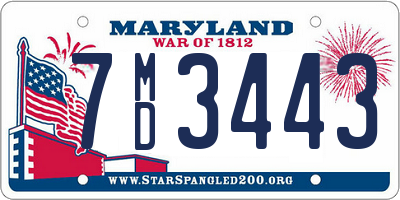 MD license plate 7MD3443