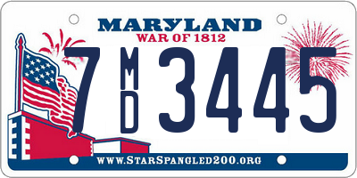 MD license plate 7MD3445