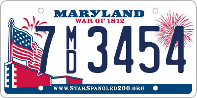 MD license plate 7MD3454