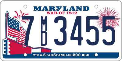 MD license plate 7MD3455