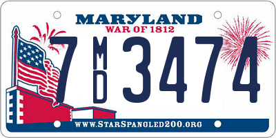 MD license plate 7MD3474