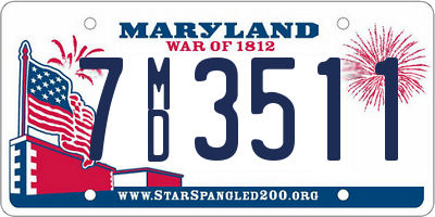 MD license plate 7MD3511