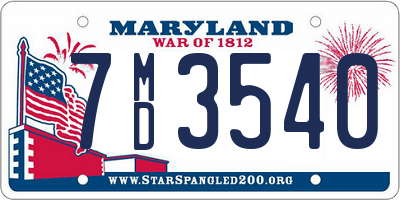 MD license plate 7MD3540