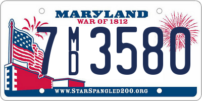 MD license plate 7MD3580