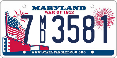 MD license plate 7MD3581