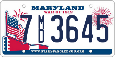 MD license plate 7MD3645