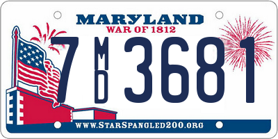 MD license plate 7MD3681