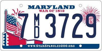 MD license plate 7MD3729