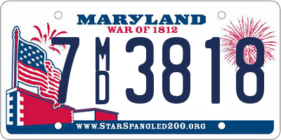 MD license plate 7MD3818