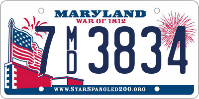MD license plate 7MD3834