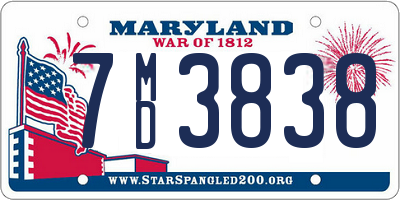 MD license plate 7MD3838