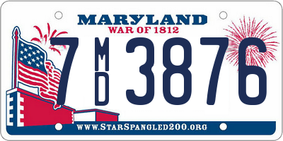 MD license plate 7MD3876