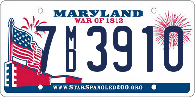 MD license plate 7MD3910