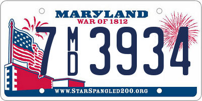 MD license plate 7MD3934