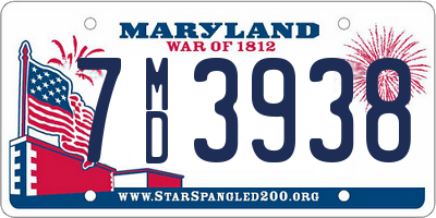 MD license plate 7MD3938