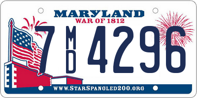 MD license plate 7MD4296