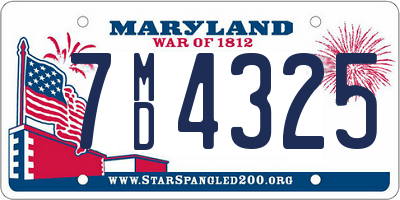 MD license plate 7MD4325