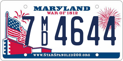 MD license plate 7MD4644