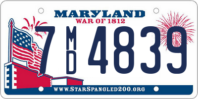 MD license plate 7MD4839