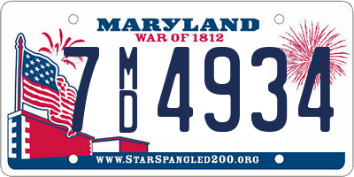 MD license plate 7MD4934