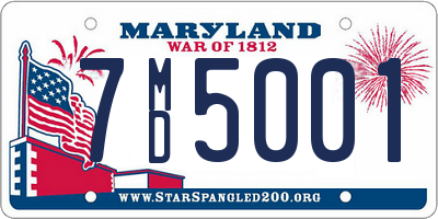 MD license plate 7MD5001