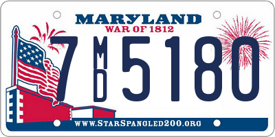 MD license plate 7MD5180