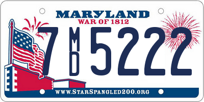 MD license plate 7MD5222