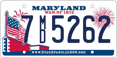 MD license plate 7MD5262