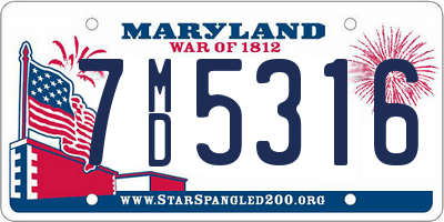 MD license plate 7MD5316