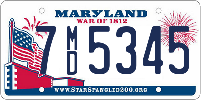 MD license plate 7MD5345