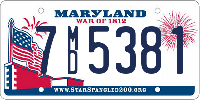 MD license plate 7MD5381