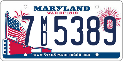 MD license plate 7MD5389