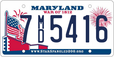 MD license plate 7MD5416