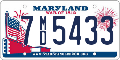 MD license plate 7MD5433