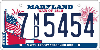 MD license plate 7MD5454