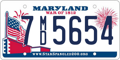 MD license plate 7MD5654