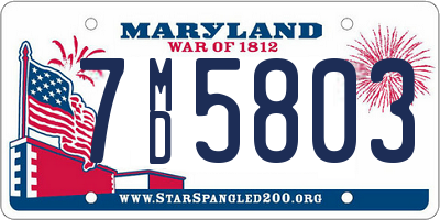 MD license plate 7MD5803