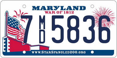 MD license plate 7MD5836