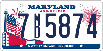 MD license plate 7MD5874