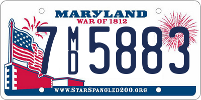 MD license plate 7MD5883