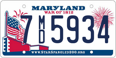 MD license plate 7MD5934
