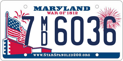 MD license plate 7MD6036